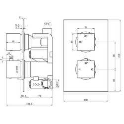 Ajax Hedon Brushed Bronze Square Thermostatic Single Outlet Twin Shower Valve