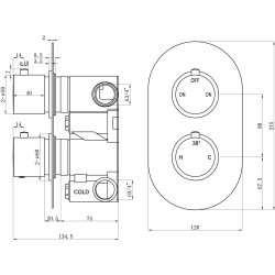 Ajax Thrunscoe Brushed Bronze Round Thermostatic Two Outlet Twin Shower Valve