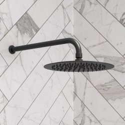 Ajax Thrunscoe Matt Black Round Shower Valve and Fixed Shower Head
