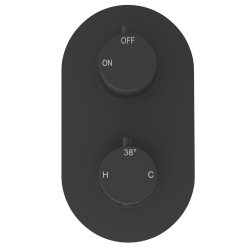 Ajax Thrunscoe Matt Black Round Shower Valve and Fixed Shower Head