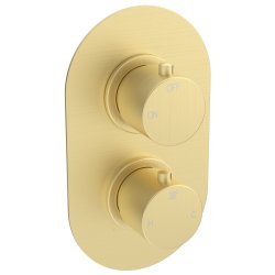 Ajax Thrunscoe Brushed Brass Round Concealed Shower Valve with Riser Kit