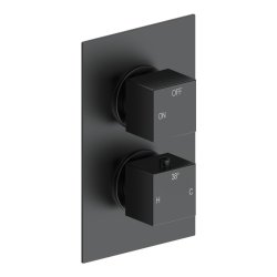 Ajax Hedon Matt Black Square Two Outlet Shower Set