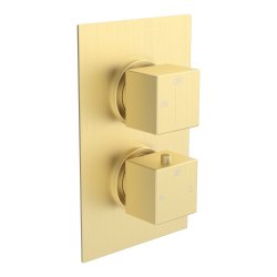 Ajax Hedon Brushed Brass Square Two Outlet Shower Set
