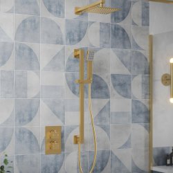 Ajax Hedon Brushed Brass Square Two Outlet Shower Set