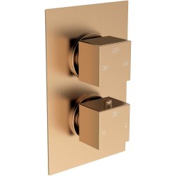 Ajax Hedon Brushed Bronze Square Two Outlet Shower Set
