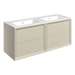 Ajax Yarborough 1200mm Matt Cotton Wall Hung Double Basin Vanity Unit