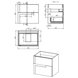 Ajax Brocklesby 615mm Matt Black Wall Hung Vanity Unit with Thin Edge Basin