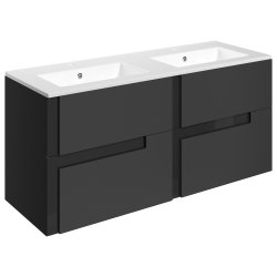 Ajax Brocklesby 1210mm Matt Black Wall Hung Double Vanity Unit with Thin Edge Basins