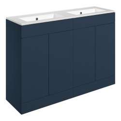 Ajax Somercotes 1210mm Matt Deep Blue Floor Standing Double Vanity Unit Zero Tap Hole Basin