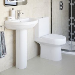 Ajax Limber Rimless Close Coupled Open Back WC with Soft Close Seat 