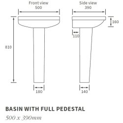 Ajax Limber 500mm 1TH Basin and Full Pedestal