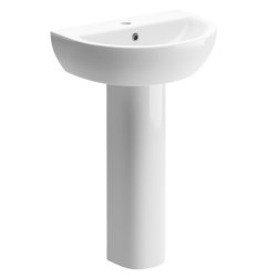 Ajax Waltham 550mm 1TH Basin and Full Pedestal