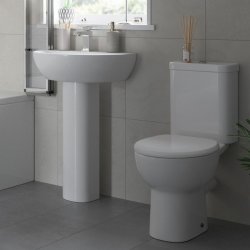 Ajax Waltham 450mm 1TH Basin and Full Pedestal