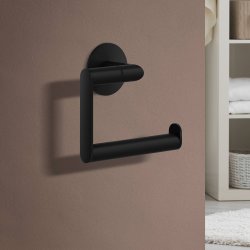 Smedbo Dot Matt Black Toiler Roll Holder