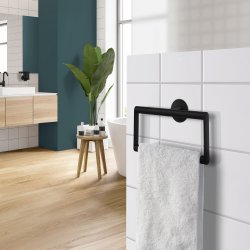 Smedbo Dot Matt Black Square Towel Ring