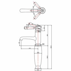 Burlington Chelsea Straight Basin Mixer with Pop Up Waste Burlington Chelsea Straight Basin Mixer with Pop Up Waste Extended Dimensions