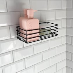 Smedbo Beslagsboden Black Self Adhesive Shower Basket