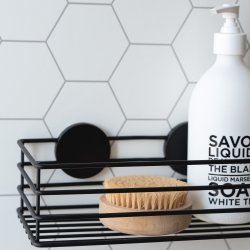 Smedbo Beslagsboden Black Self Adhesive Shower Basket