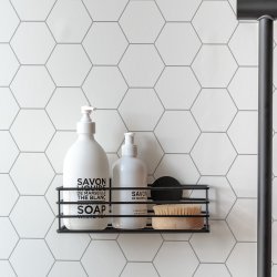 Smedbo Beslagsboden Black Self Adhesive Shower Basket