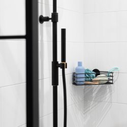 Smedbo Beslagsboden Black Self Adhesive Corner Shower Basket