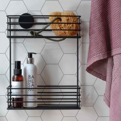Smedbo Beslagsboden Black Self Adhesive Double Shower Basket