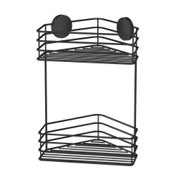 Smedbo Beslagsboden Black Self Adhesive Double Corner Shower Basket