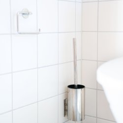 Smedbo Beslagsboden Polished Stainless Steel Self Adhesive Toilet Brush and Holder