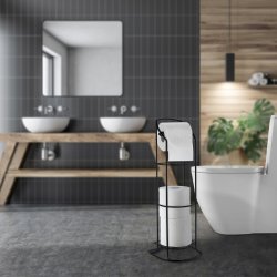Smedbo Beslagsboden Black Freestanding Toilet Roll Holder Stand