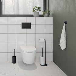 Smedbo Beslagsboden Black Freestanding Toilet Roll Holder