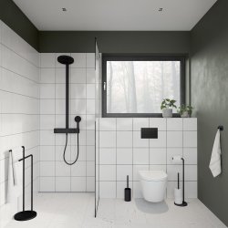 Smedbo Beslagsboden Black Freestanding Double Towel Rail
