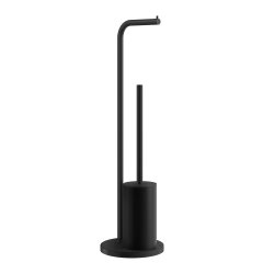 Smedbo Beslagsboden Black Freestanding Toilet Roll and Brush Holder