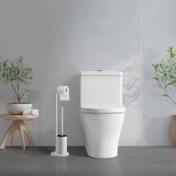 Smedbo Beslagsboden White Freestanding Toilet Roll and Brush Holder