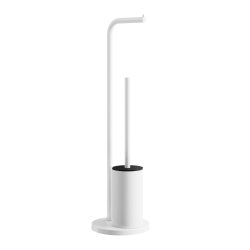 Smedbo Beslagsboden White Freestanding Toilet Roll and Brush Holder