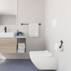 Smedbo Beslagsboden Cube Self Adhesive Towel Rail in Black