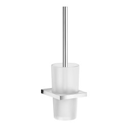 Smedbo Air Chrome Square Toilet Brush with Frosted Glass Container