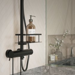 Smedbo Sideline Black Shower Riser Rail Basket