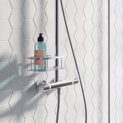 Smedbo Sideline Chrome Shower Riser Rail Side Basket