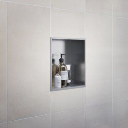 Smedbo Sideline Brushed Steel 300 x 300mm Bathroom Wall Niche