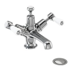 Burlington Kensington Chrome Basin Mixer with Click-Clack Waste Standard Base