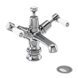 Burlington Kensington Chrome Basin Mixer with Click-Clack Waste Regent Base