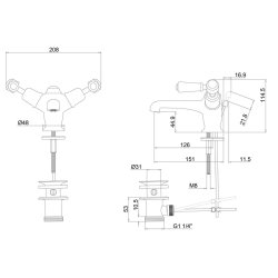 Burlington Kensington Chrome Basin Mixer with Pop Up Waste Burlington Kensington Chrome Basin Mixer with Pop Up Waste Dimensions