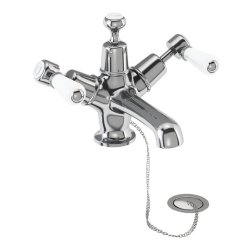 Burlington Kensington Chrome Basin Mixer with Plug and Chain Waste