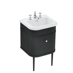 Burlington Chalfont 550mm Matt Black Vanity Unit with Basin 3 Tap Hole Basin