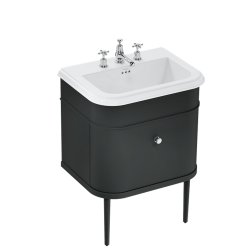 Burlington Chalfont 650mm Matt Black Vanity Unit with Basin 3 Tap Hole Basin