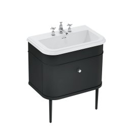 Burlington Chalfont 750mm Matt Black Vanity Unit with Basin 3 Tap Hole Basin