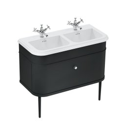 Burlington Chalfont 1000mm Matt Black Vanity Unit with Double Basin 1 Tap Hole Basin