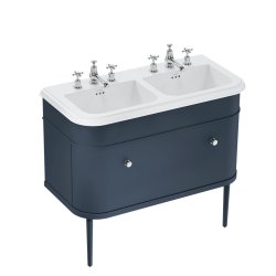 Burlington Chalfont 1000mm Blue Vanity Unit with Double Basin 3 Tap Hole Basin