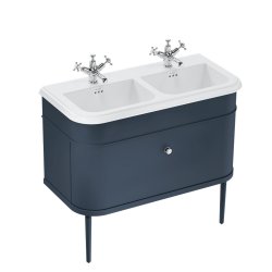 Burlington Chalfont 1000mm Blue Vanity Unit with Double Basin 1 Tap Hole Basin