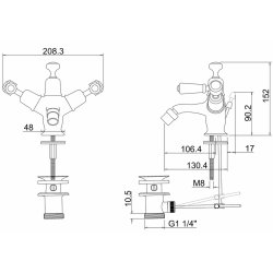 Burlington Kensington Chrome Bidet Mixer with Pop Up Waste Burlington Kensington Chrome Bidet Mixer with Pop Up Waste Dimensions