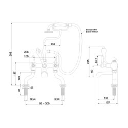 Burlington Kensington Chrome Deck Mounted Bath Shower Mixer Burlington Kensington Chrome Deck Mounted Bath Shower Mixer Dimensions